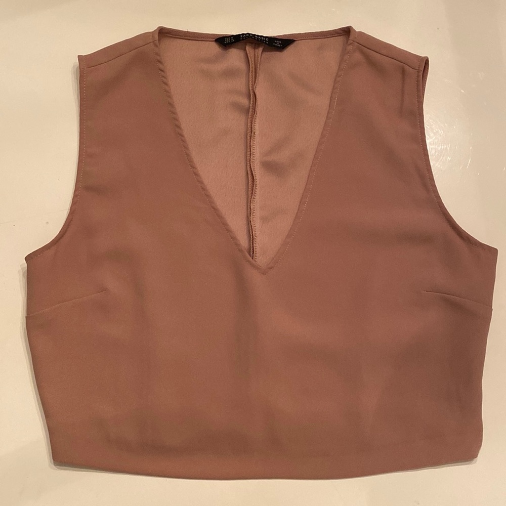 ZARA Basic Collection Nude/Beige/Muave Sleeveless Crop